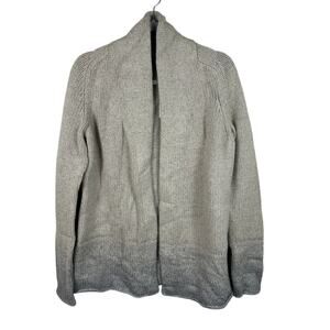 NWT Theory Chunky Knit Wool Blend Ombre Cardigan Size Large Gray/Oatmeal